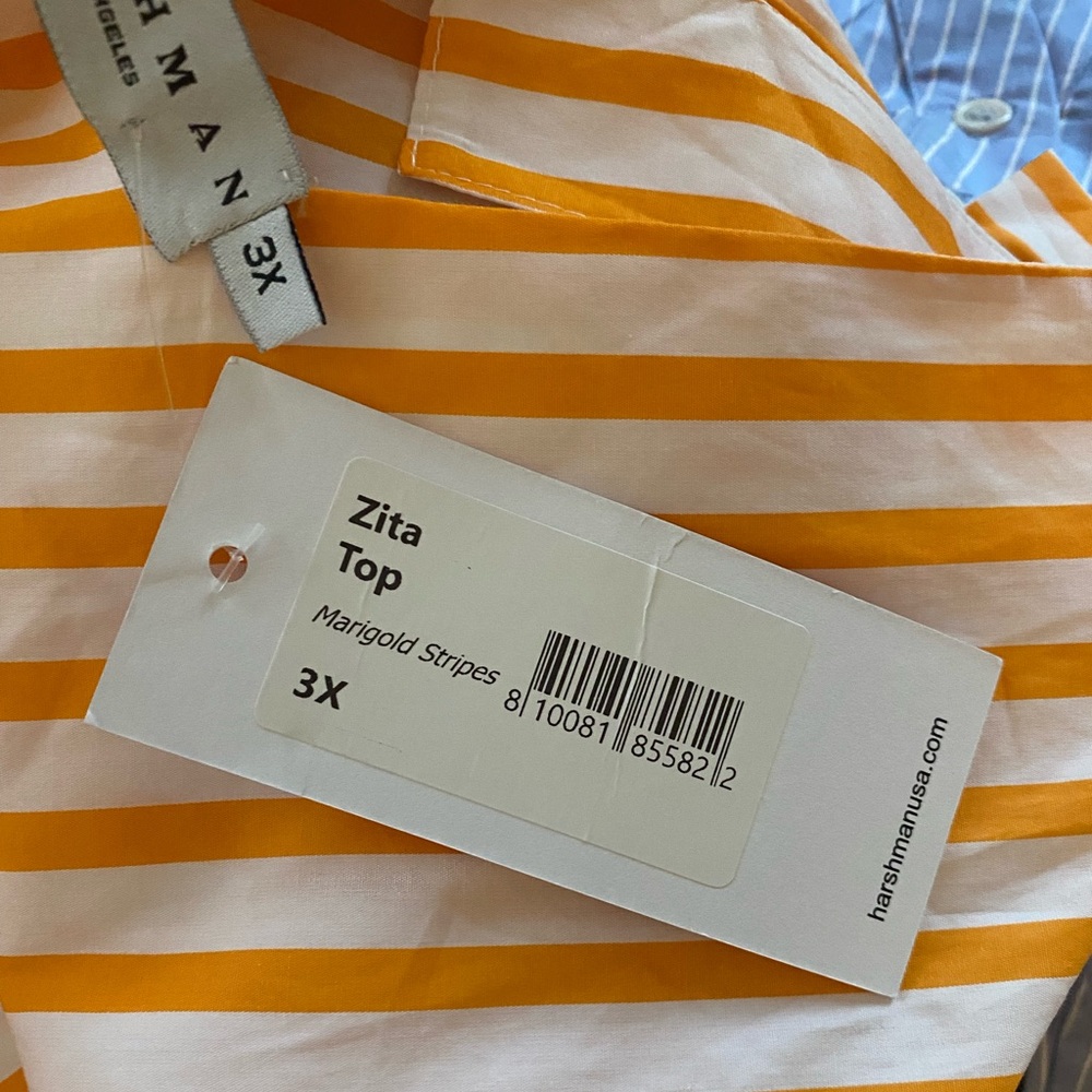 Harshman Zita Marigold Stripes Top in Size 3x - Picture 3 of 3